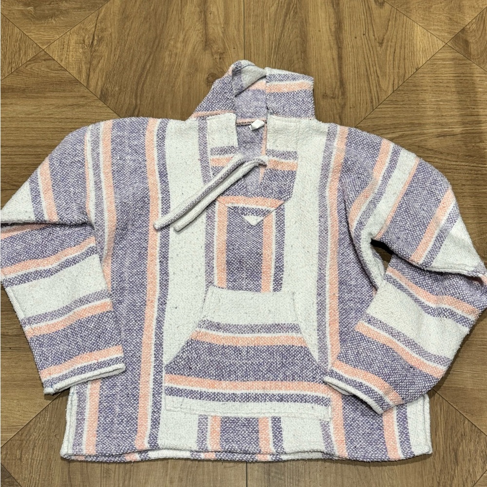 Striped Cowl Neck Sweater - Pink and White